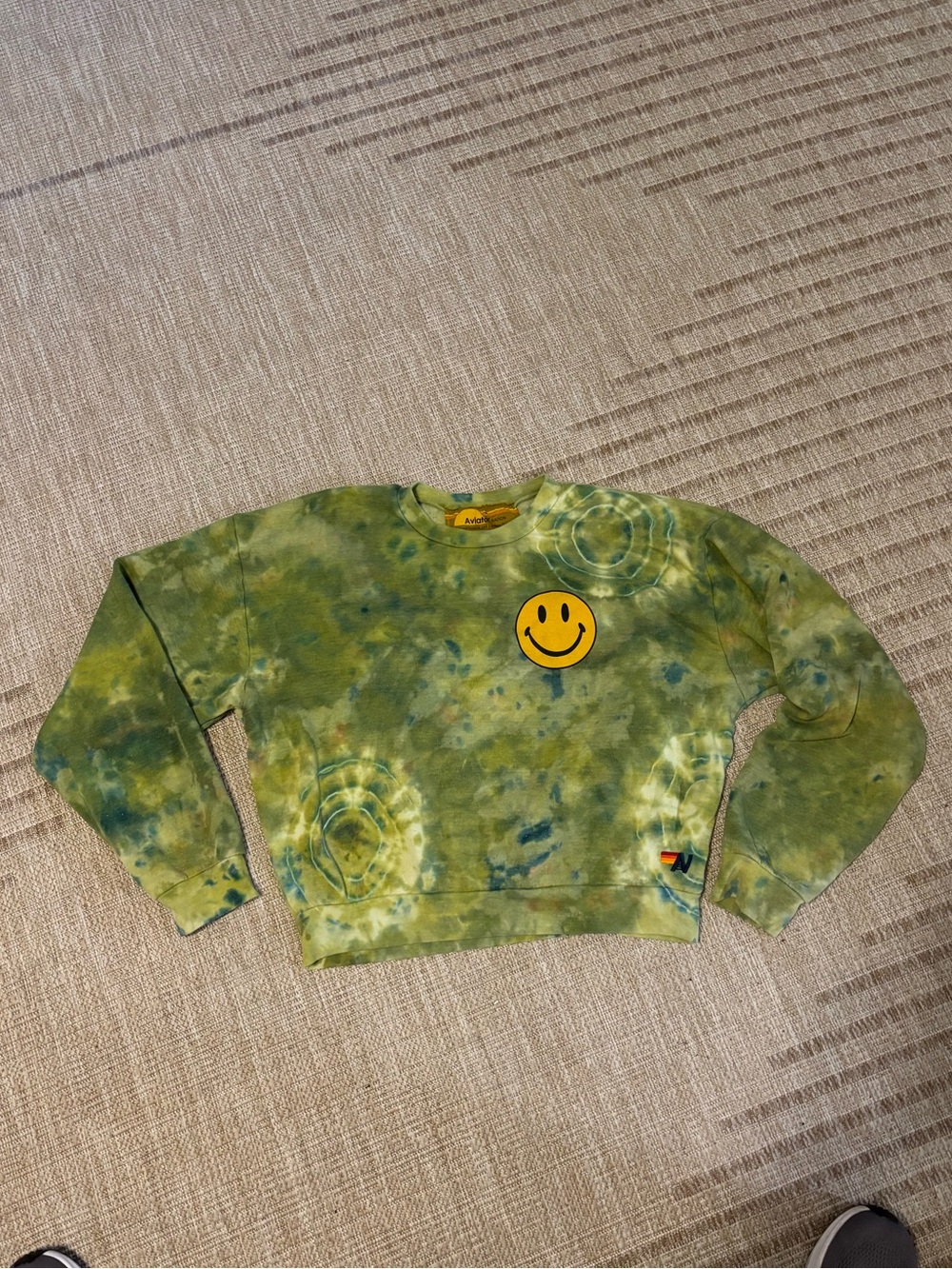 Aviator Nation Hand Dyed Smiley 2 Crew Sweatshirt Size Small
